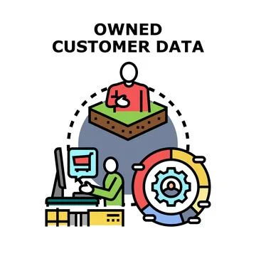 Owned customer data management and control concept Stock Illustration