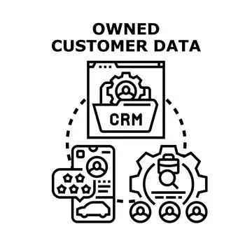 Owned customer data management and crm concept Stock Illustration