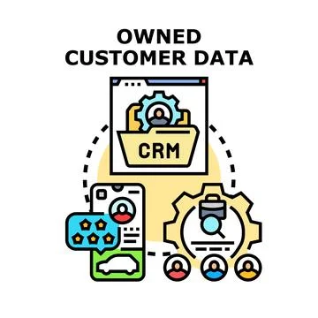 Owned customer data management and crm concept Stock Illustration
