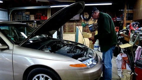 Owner Checking Car Engine Fluid Levels. Stock Footage 97048706