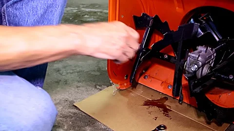 Owner Checking  Gearbox Oil Level Video stock 97084983