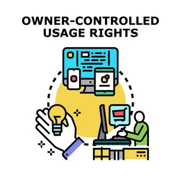 Owner controlling intellectual property usage rights Stock Illustration