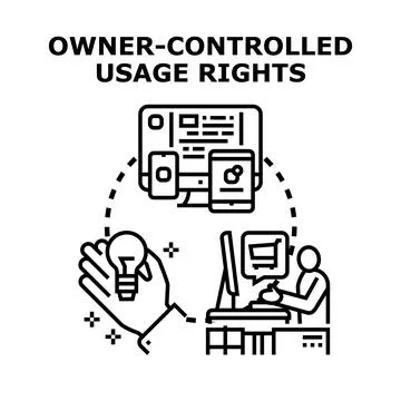 Owner controlling intellectual property usage rights Stock Illustration