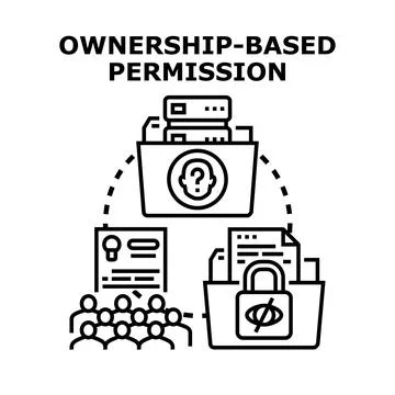 Ownership based permission controlling digital data access rights Stock Illustration
