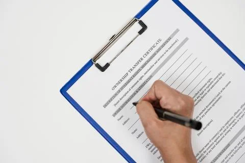 Ownership transfer certificate Stock Photos