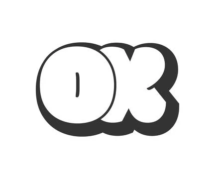 OX logo, bubble comic lettering, rounded in graffiti style black and white .. Stock Illustration