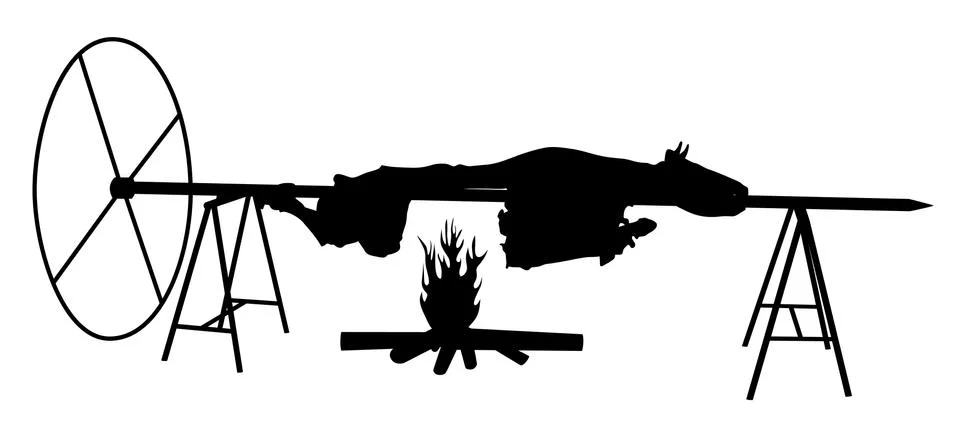 Ox on spit Stock Illustration