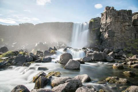Öxarárfoss Waterfall Stock Photos