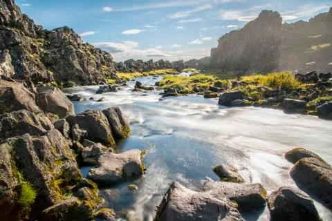 Öxarárfoss Waterfall Stock Photos