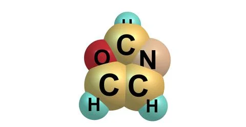 Oxazole molecular structure isolated on white Stock Illustration