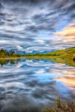 Oxbow Bend at Dawn Stock Photos