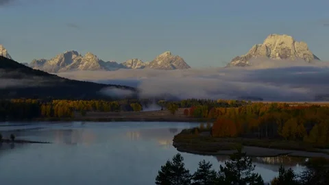 Oxbow bend gtnp fall timelapse 0663 Stock Footage 172444142