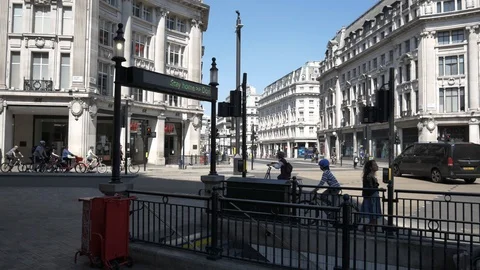Oxford Circus during Coronavirus lockdown Stock Footage 129305265