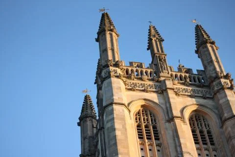 Oxford Magdalen College Tower against blue sky Stock Photos