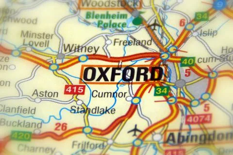 Oxford on a map Stock Photos
