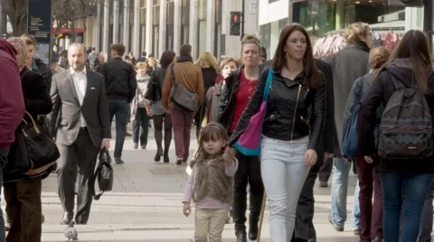 Oxford Street, London: shoppers Stock Footage