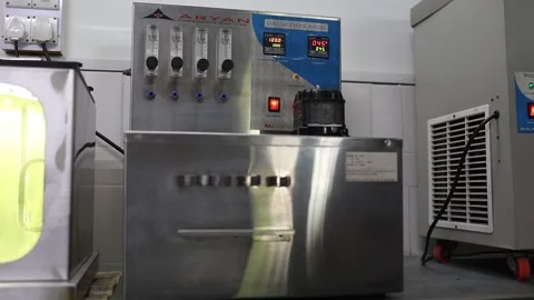 Oxidation bath lab testing in to the lubricant manufacturing company. Slider Stock Footage 301594710