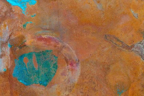 Oxidized Copper Surface with Blue Verdigris Patina Texture Stock Photos