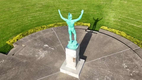 Oxidized Green Copper Bronze Statute Nude Male, Allerton Park UIUC Stock Footage 274426781