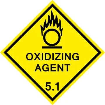Oxidizing agent caution sign. Dangerous goods placards class 5.1. Illustrazione stock