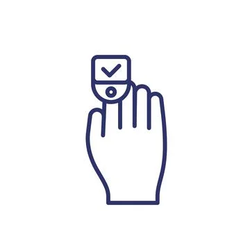 Oximeter, oxygen saturation control line icon Stock Illustration
