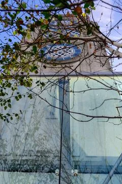 OXO Tower through tree branches from observation area Stock Photos