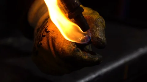 Oxyacetylene Cutting Torch Operation Stock Footage 98457687