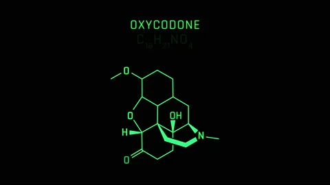 Oxycodone Molecular Structure Symbol Neon Animation on black background 스톡 동영상 154838272