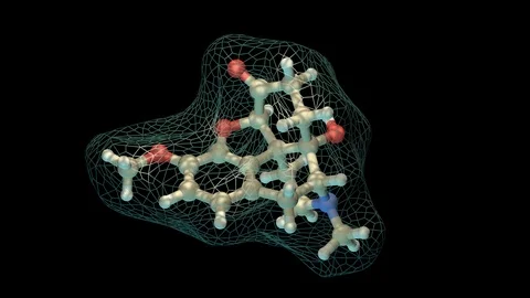 Oxycodone molecule 3d animation. Loopable Stock Footage 103108861