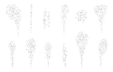 Oxygen air bubbles  flow  in water on white  background. Stock Illustration
