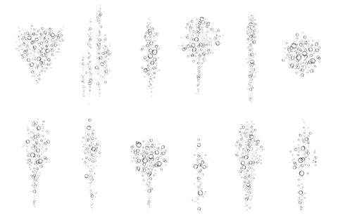 Oxygen air bubbles  flow  in water on white  background. Stock Illustration
