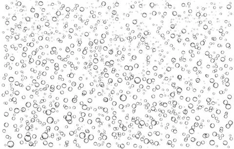 Oxygen air bubbles  flow  in water on white  background. Stock Illustration