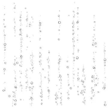 Oxygen air bubbles  flow  in water on white  background. Stock Illustration