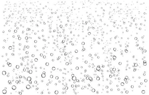 Oxygen air bubbles  flow  in water on white  background. Stock Illustration