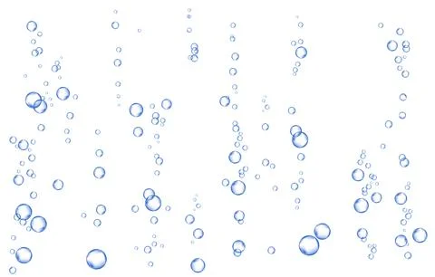 Oxygen air bubbles  flow  in water on white  background. Stock Illustration