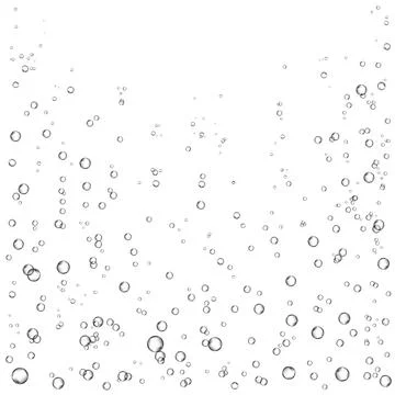 Oxygen air bubbles  flow  in water on white  background. Stock Illustration