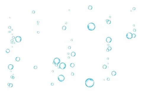 Oxygen air bubbles  flow  in water on white  background. Stock Illustration