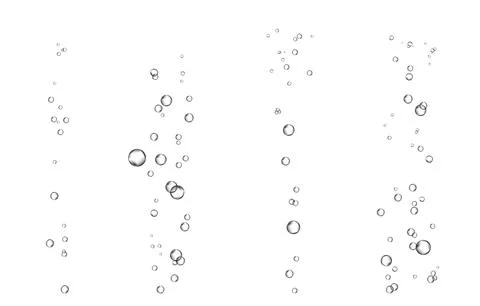 Oxygen air bubbles  flow  in water on white  background. Stock Illustration