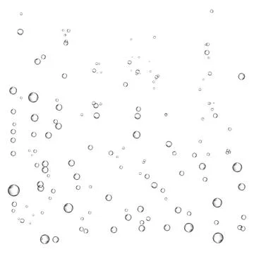 Oxygen air bubbles  flow  in water on white  background. Stock Illustration