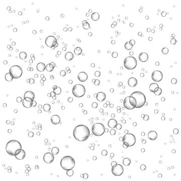 Oxygen air bubbles  flow  in water on white  background. Stock Illustration