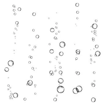 Oxygen air bubbles  flow  in water on white  background. Stock Illustration