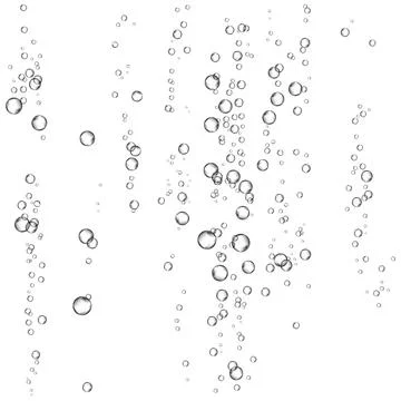 Oxygen air bubbles  flow  in water on white  background. Stock Illustration