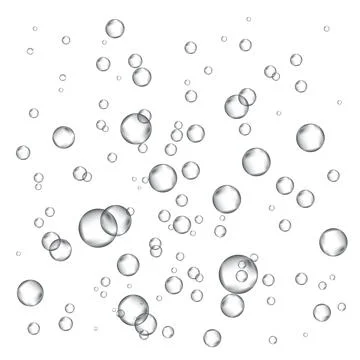 Oxygen air bubbles  flow  in water on white  background. Stock Illustration