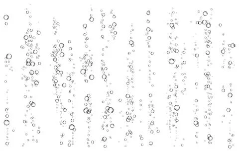 Oxygen air bubbles  flow  in water on white  background. Stock Illustration