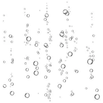 Oxygen air bubbles  flow  in water on white  background. Stock Illustration