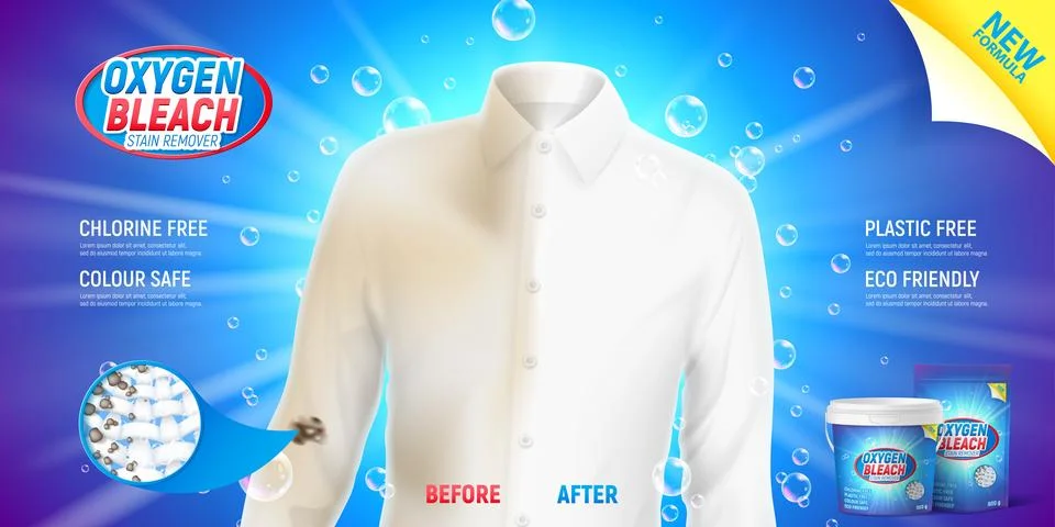 Oxygen bleach cleanser concept Stock Illustration