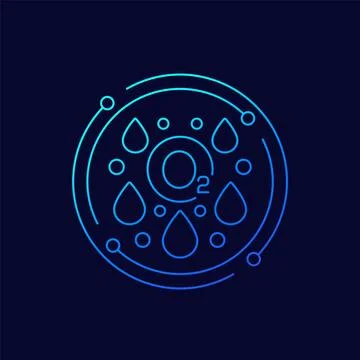Oxygen in blood, O2 icon, linear design Stock Illustration