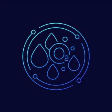 Oxygen in blood, O2 line vector icon Stock Illustration