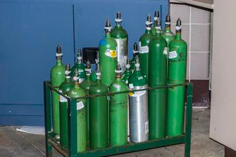 Oxygen bottles Stock Photos