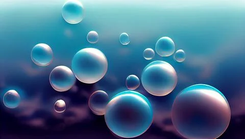 Oxygen Bubbles. Healthy and Fresh Water. They break out from the bottom. Stock Illustration